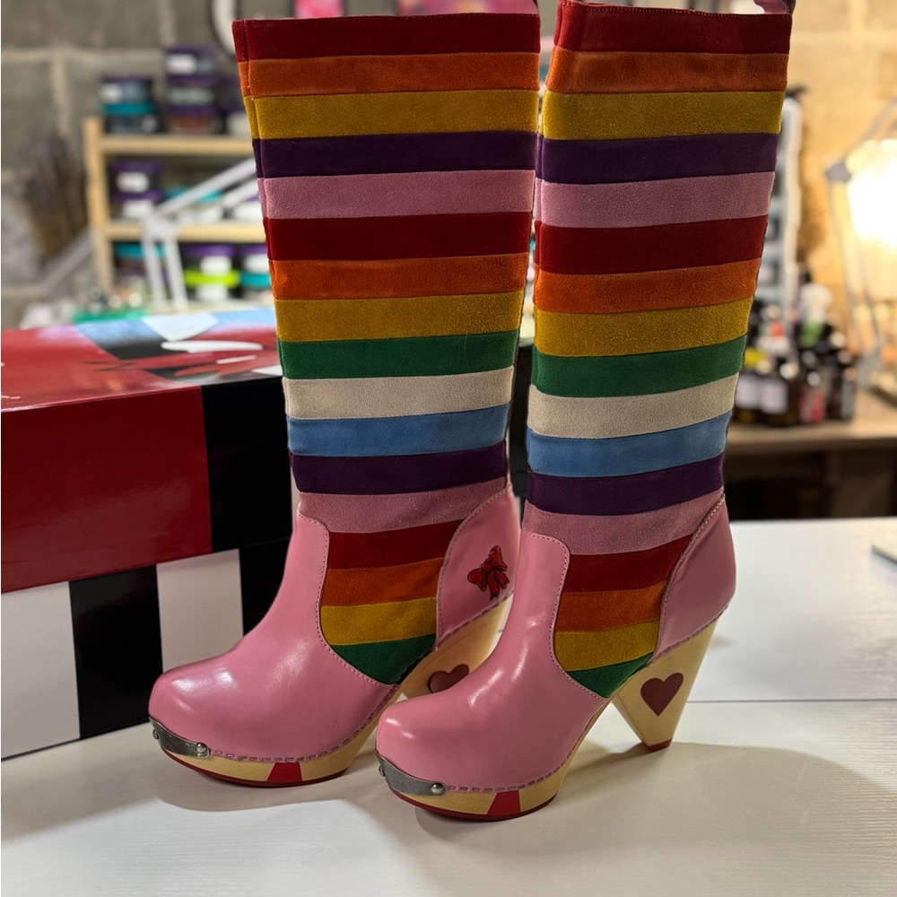 Lola Ramona ~ knee high rainbow boots - RARE, NIB woman 41 or USA 10.